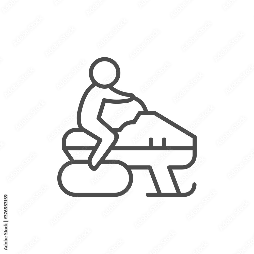 Fototapeta premium Snowmobiling line icon or winter sport sign