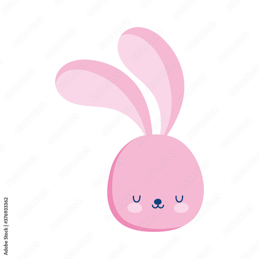 Fototapeta premium pink rabbit face animal pet cartoon isolated icon style