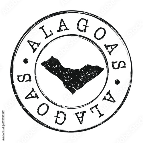 State of Alagoas, Brazil Map Postmark. A Silhouette Postal Passport. Stamp Round Vector Icon. Vintage Postage Designs.