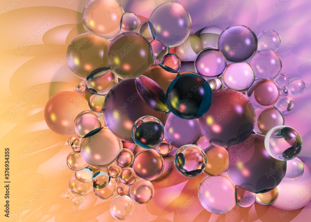 Fototapeta premium Balls abstract background, soap bubbles, rainbow bubbles, 3d rendering