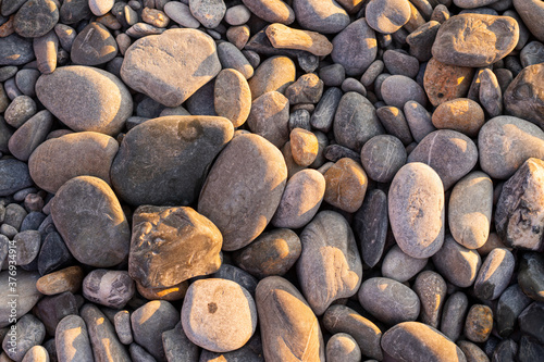 pebbles on the beach close-up.