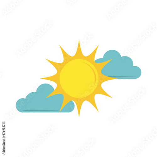 sun clouds sky flat icon style