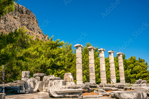 Priene was an ancient Greek city of Ionia located at the base of an escarpment of Mycale, 6 kilometres north of Maeander River, Güllübahçe, Söke, Turkey photo