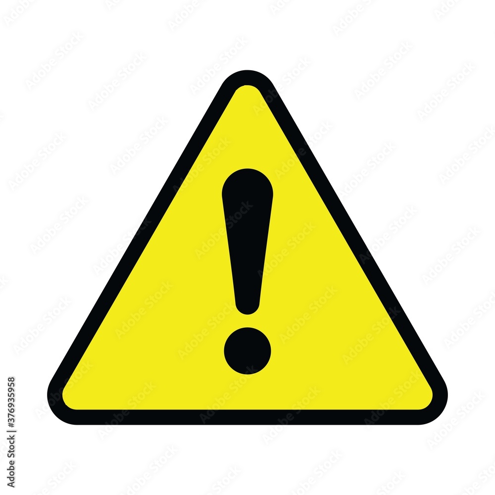 Caution warning sign sticker. Yellow color danger sign, warning sign, attention sign. Editable vector stroke Caution warning sign sticker. Yellow color danger sign, warning sign, attention sign. Editable vector stroke