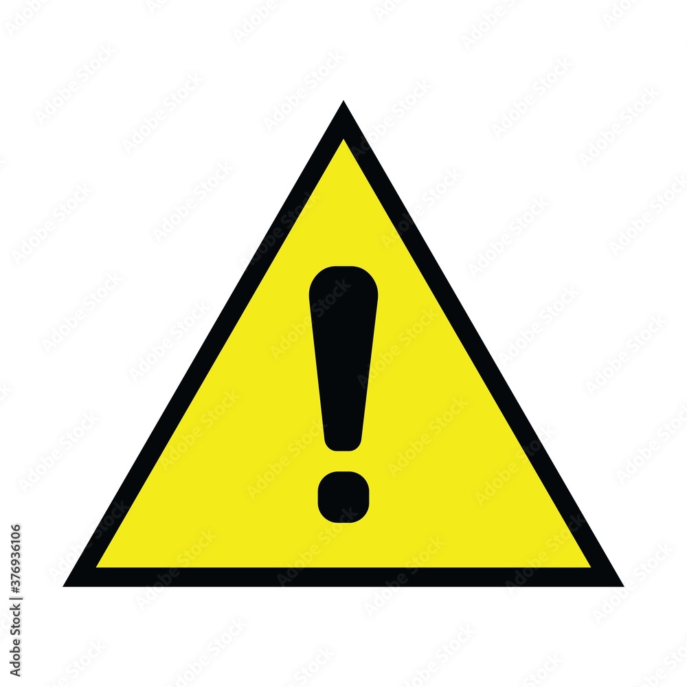 Caution warning sign sticker. Yellow color danger sign, warning sign, attention sign. Editable vector stroke Caution warning sign sticker. Yellow color danger sign, warning sign, attention sign. Editable vector stroke