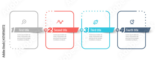Vector Infographic design template with icons and 4 options or steps. Can be used for process diagram, presentations, workflow layout, banner, flow chart, info graph.