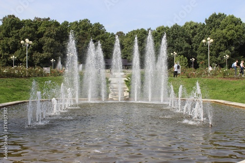 A beautiful fountain in the city park. Moscow. Russia.