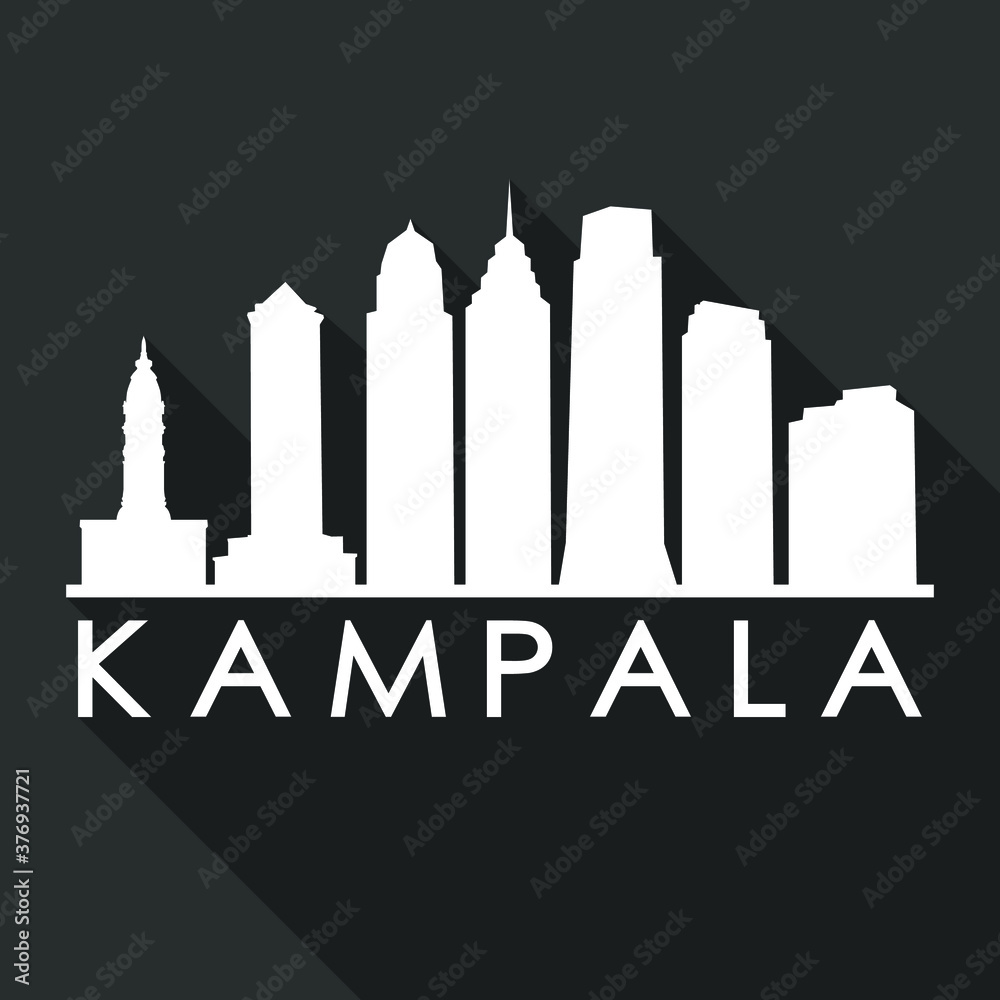 Kampala Uganda Africa Flat Icon Skyline Silhouette Design City Vector Art Famous Buildings.