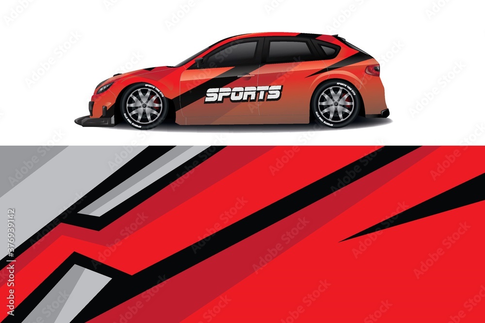Naklejka premium Sports car wrapping decal design