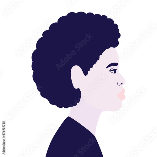 black and afro man cartoon in side view vector design