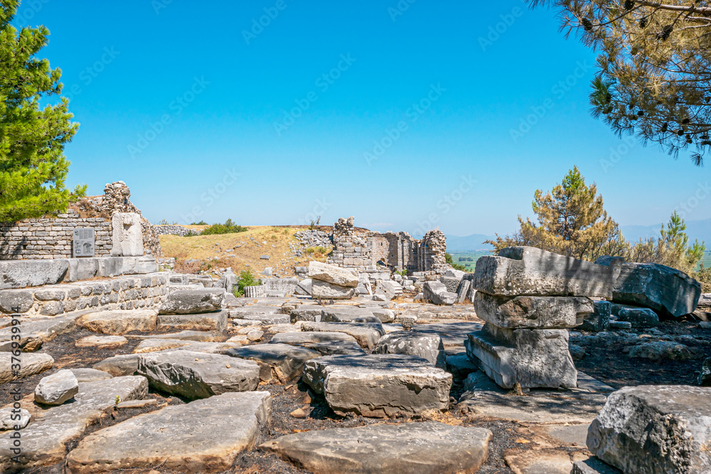 Priene was an ancient Greek city of Ionia located at the base of an escarpment of Mycale, 6 kilometres north of Maeander River, Güllübahçe, Söke, Turkey