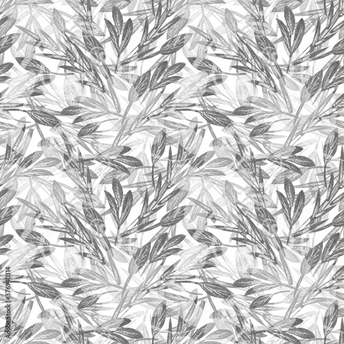 Artistic Leaves Seamless Pattern. Watercolor Illustration.
