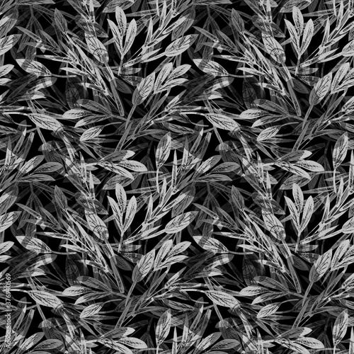 Artistic Leaves Seamless Pattern. Watercolor Illustration.