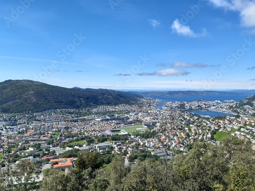 View of Bergen from the surrounding mountains