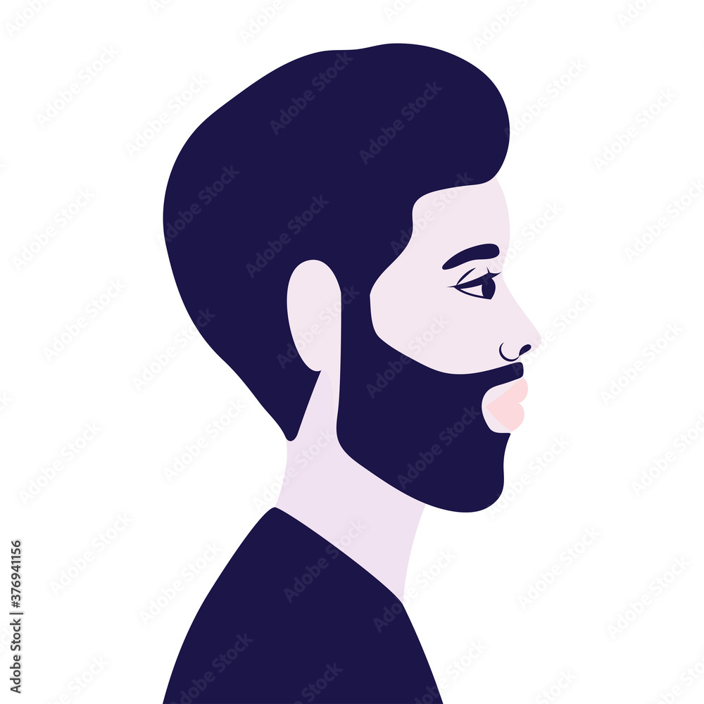 man cartoon with beard in side view vector design man cartoon with beard in side view vector design