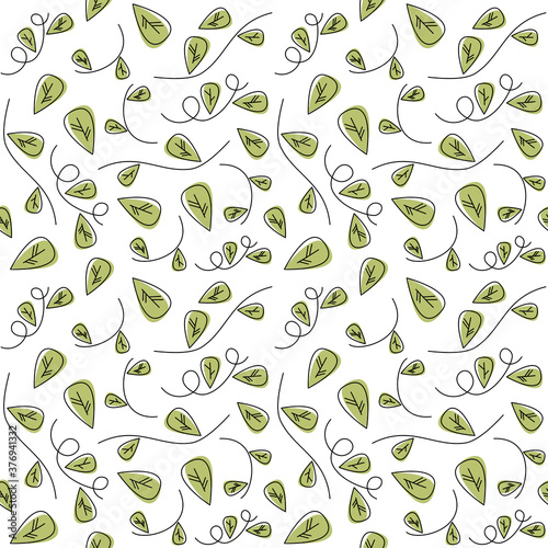 Fototapeta Naklejka Na Ścianę i Meble -  Cute seamless vector pattern background illustration with leaves and branches