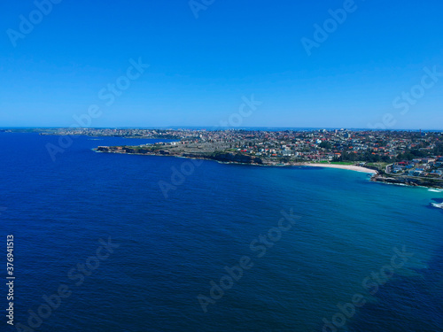 Panoramic Aerial Drone View Bondi Beach Sydney NSW Australia
