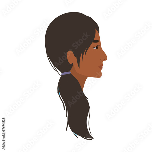 indian woman cartoon in side view vector design