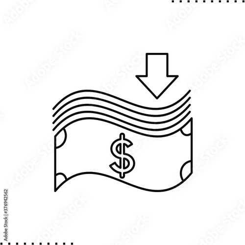 Banknotes, money request vector icon in outline