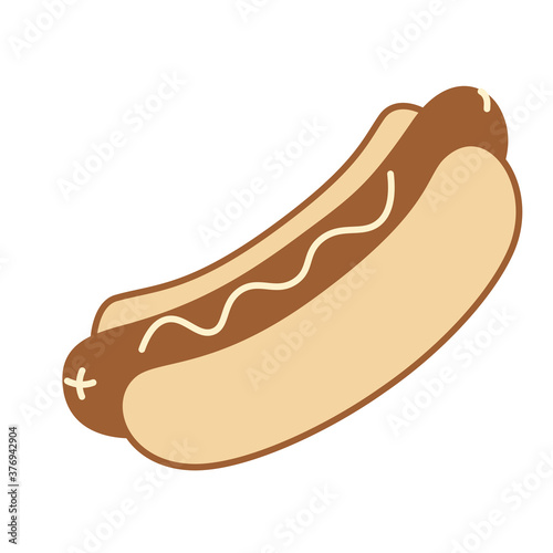 Isolated hot dog food bakery delicious icon - Vector