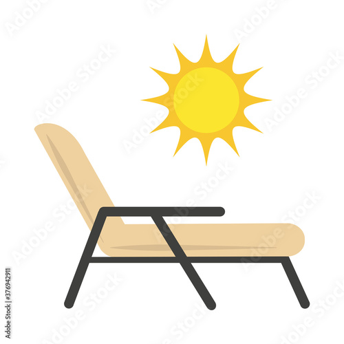 summer vacation travel, deck chair sun tropical tourism, flat icon style