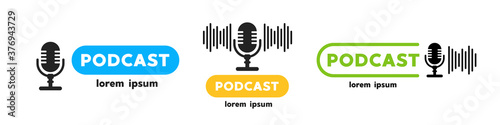 Podcast radio logo icon. Vector illustration.
