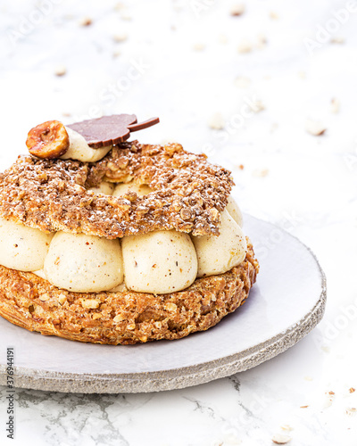 Close up of Paris brest pastry