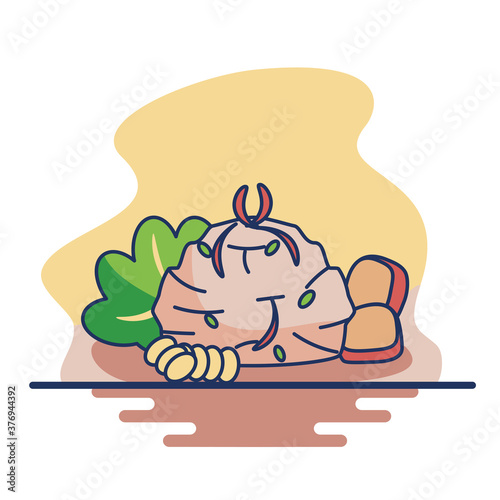 Isolated cebiche Peru landscape travel icon- Vector