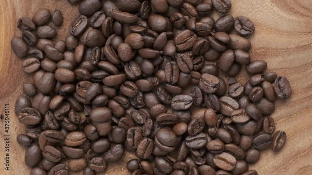 coffee bean rotates on the table coffee bean rotates on the table