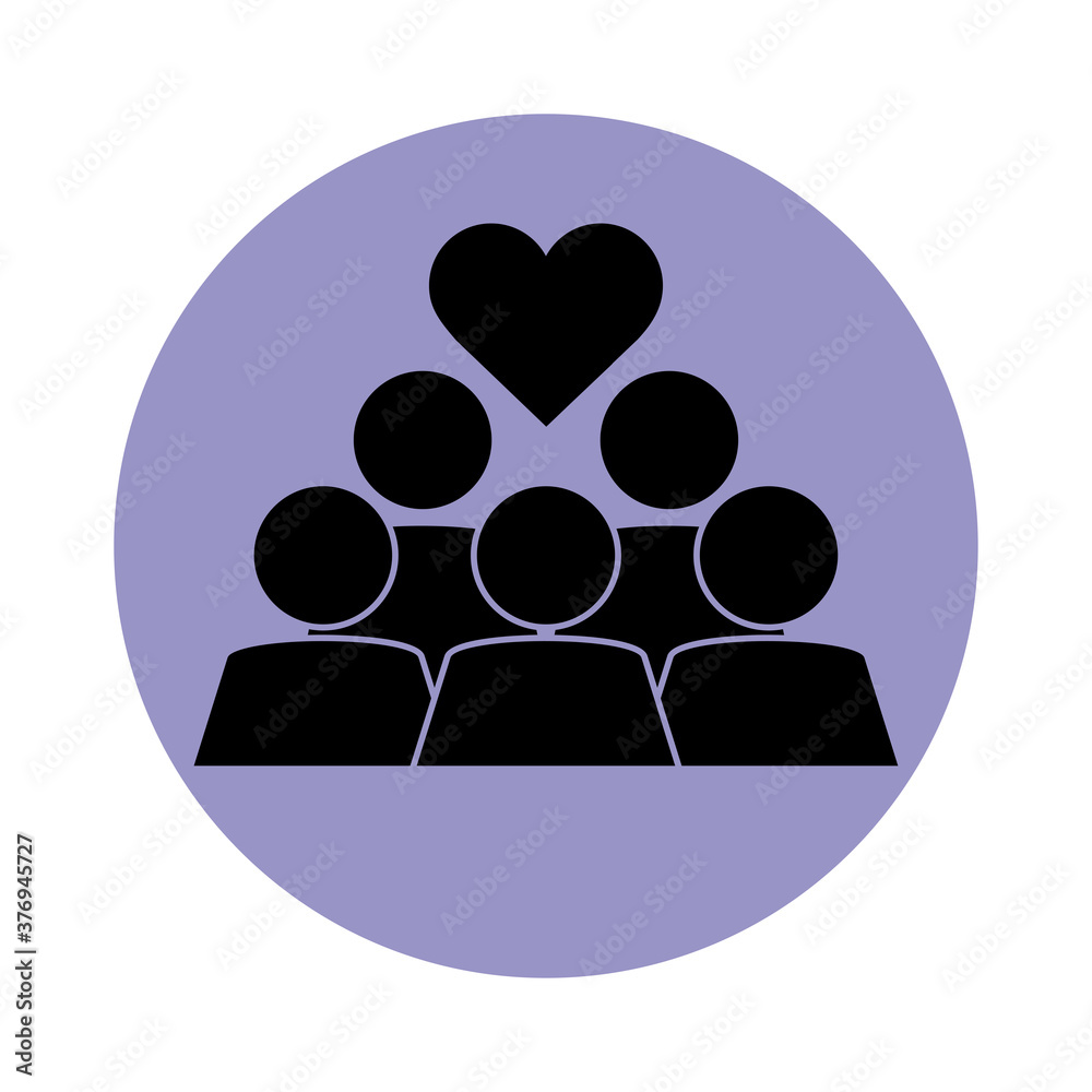 together, people group teamwork pictogram, block silhouette icon