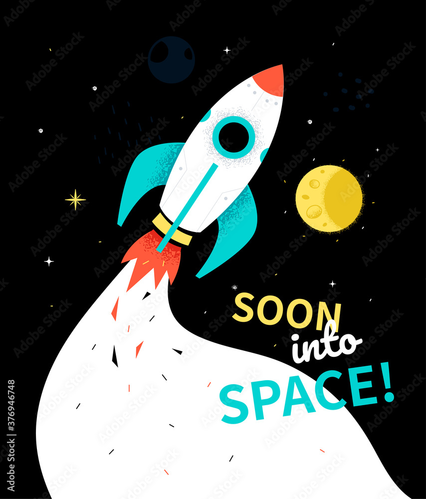 Fototapeta premium Soon into space - colorful flat design style illustration