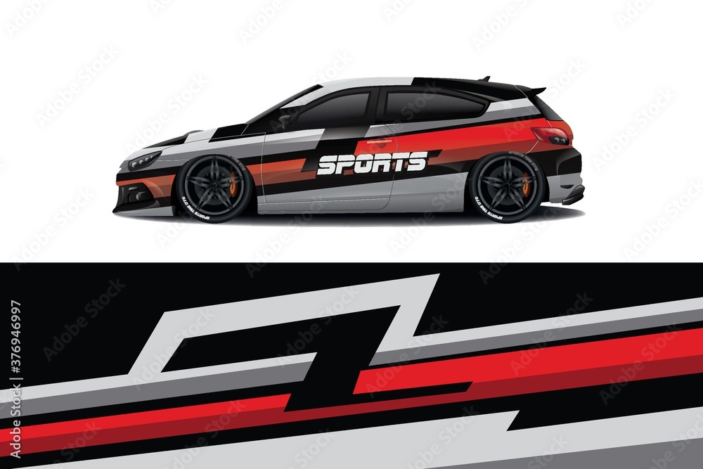 Sports car wrapping decal design	