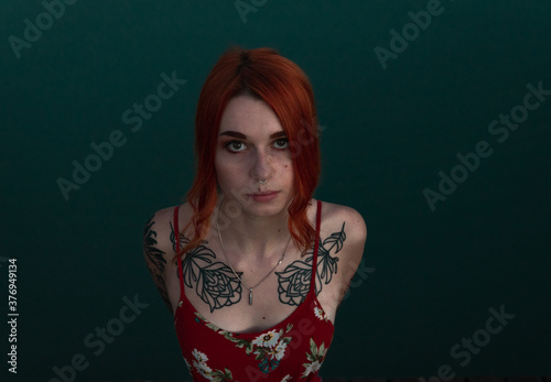  Girl with a tattoo on her collarbone