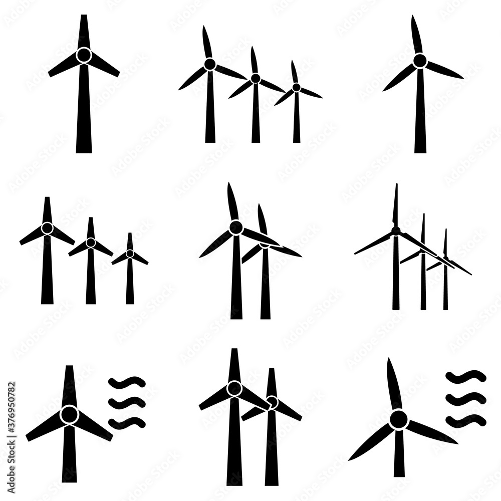 Wind turbine vector icon.Wind power, logo isolated on white background Wind turbine vector icon.Wind power, logo isolated on white background