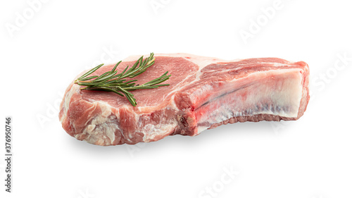 Raw steak with rosemary on a white background. High quality photo