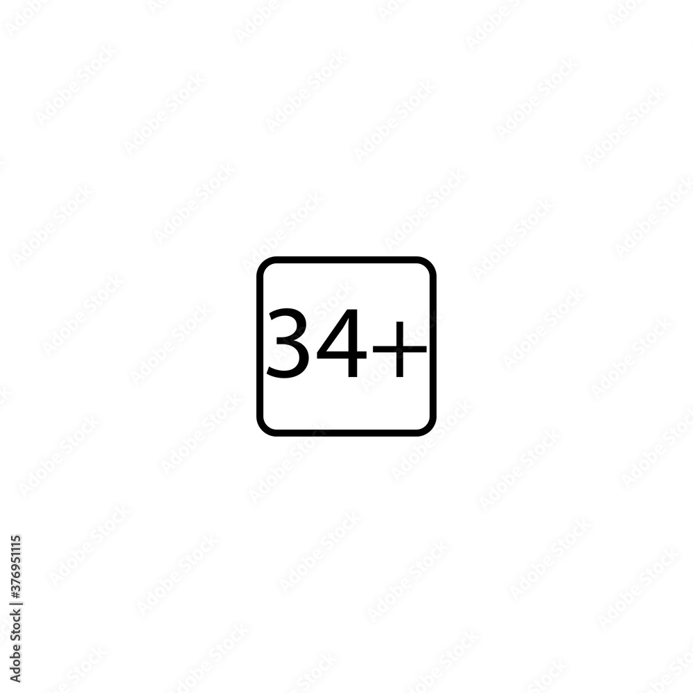 Age restriction thirty four plus squared icon eps ten Age restriction thirty four plus squared icon eps ten