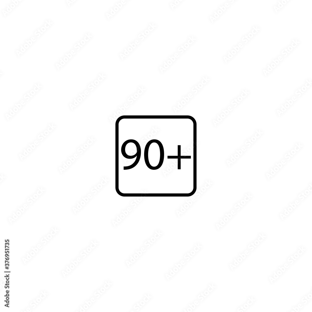 Age limit ninety plus squared icon eps ten Age limit ninety plus squared icon eps ten