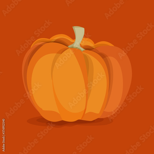 Autumn vegetable Pumpkin. Ilustration on a orange background for Halloween. Vector file.
