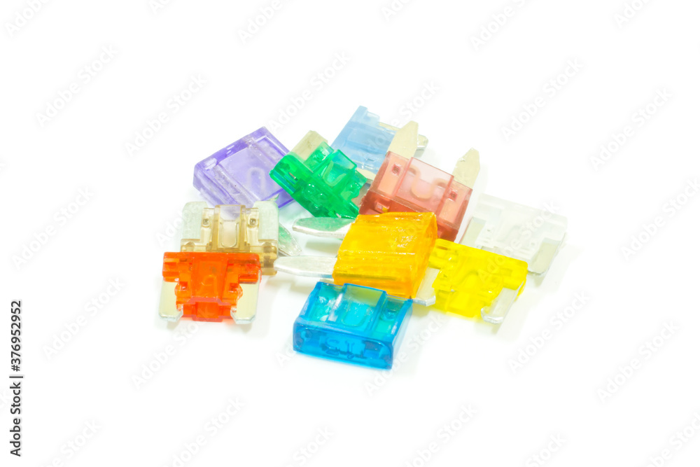 Mini and Micro fuse on white background, Isolated, Car maintenance service. Mini and Micro fuse on white background, Isolated, Car maintenance service.