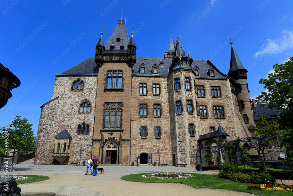 Der Schlossplatz von Wernigerode. Schloss, Sachsen-Anhalt, Deutschland, Europa