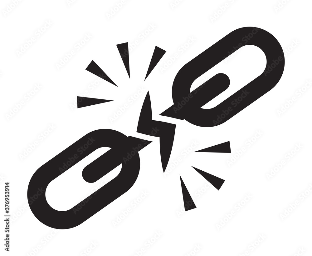Broken link or disconnected chain line art icon for apps and websites Broken link or disconnected chain line art icon for apps and websites