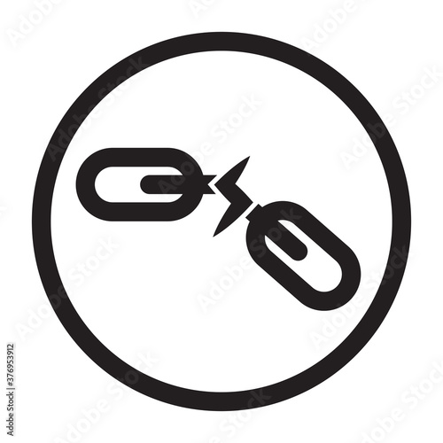 Rounded a broken link or chain break line art icon for apps and websites.