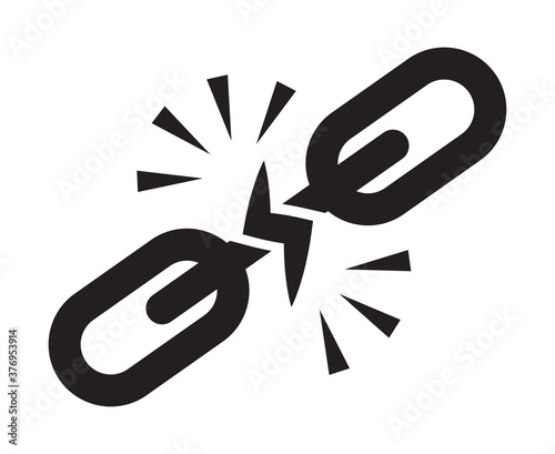 Broken link or disconnected chain line art icon for apps and websites