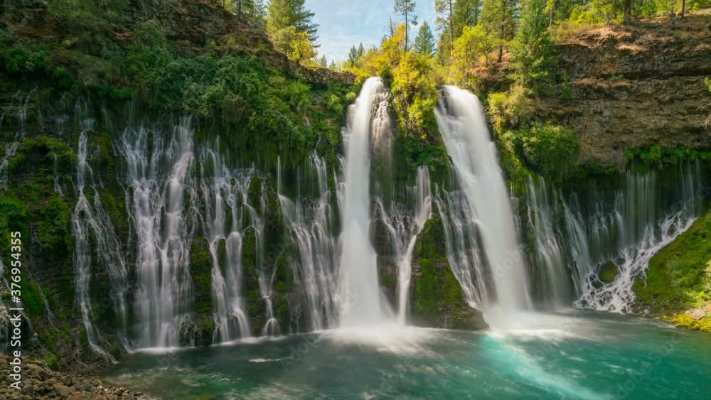 Time lapse long exposure shot of Burney Falls in Northern California Time lapse long exposure shot of Burney Falls in Northern California