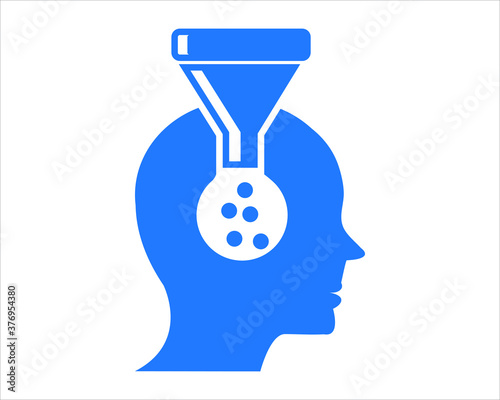 filter head idea icon, funnel on head icon