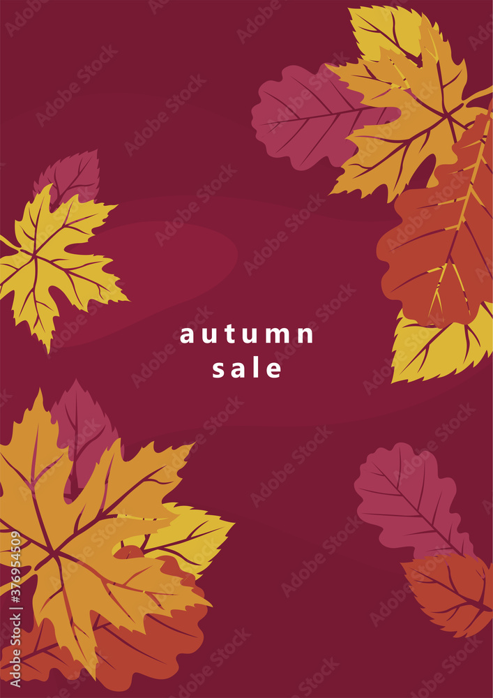 Colorful banners with autumn fallen leaves. Abstract autumn background.