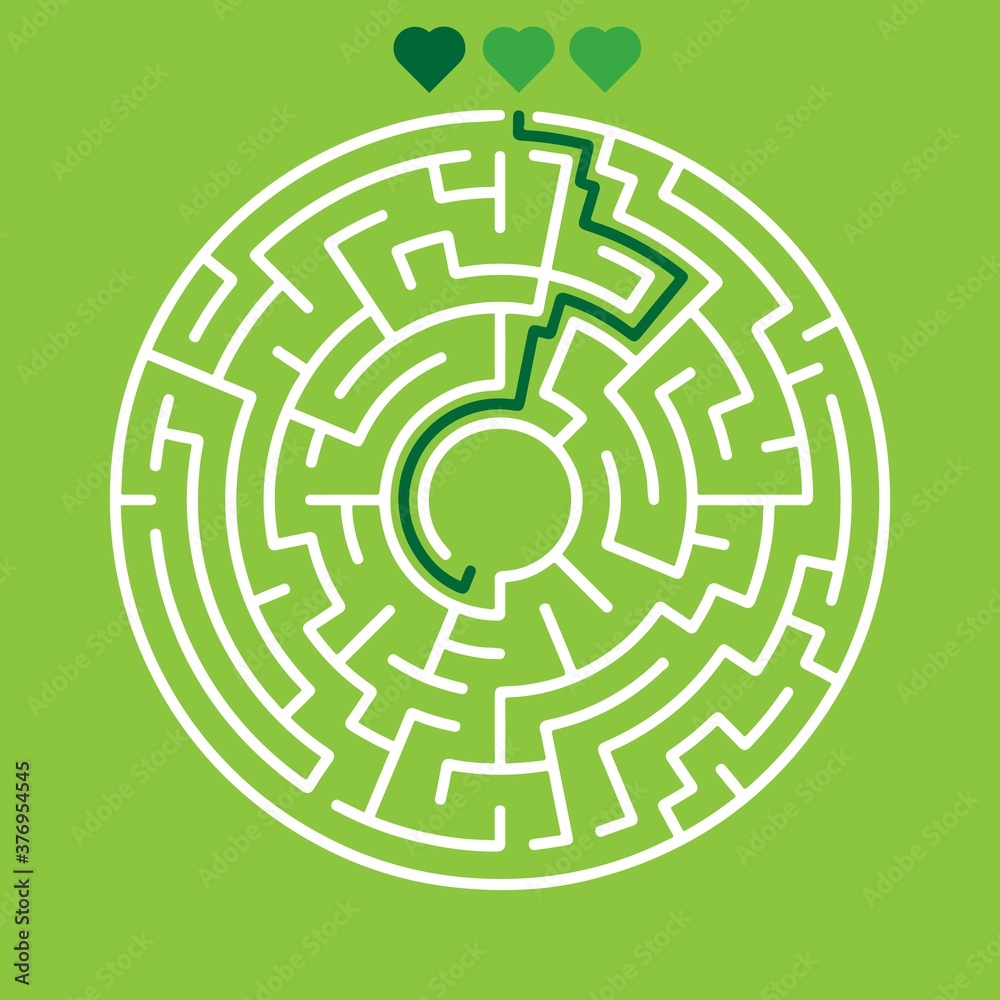 Labyrinth shape design element. one exit and one right way to go, but many paths to deadlock. Labyrinth shape design element. one exit and one right way to go, but many paths to deadlock.