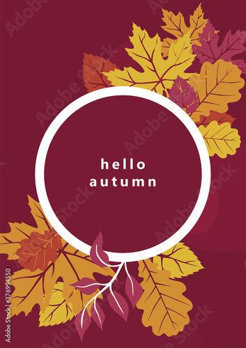Colorful banners with autumn fallen leaves. Abstract autumn background.
