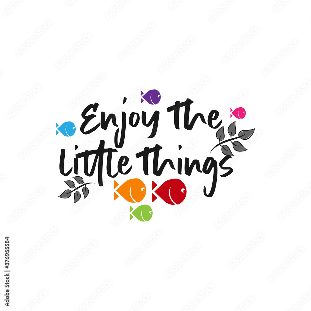 enjoy the little things, black - vintage style calligraphy with text, lettering sticker, hand lettering