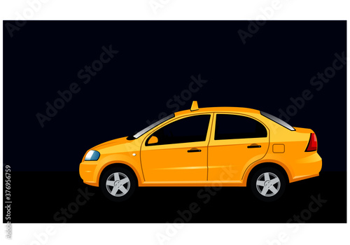 night taxi. travel by car in the night city. Vector drawing for illustrations.